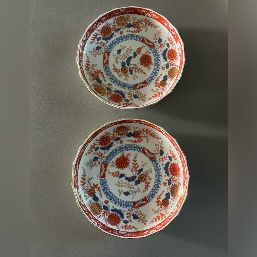 (2) Imari Made in Japan Floral Bowl Desert Fruit 7” Porcelain Vintage China